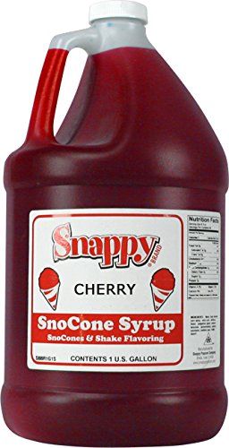 Snappy Cherry Sno Cone Syrup, 1 Gallon 4 Pack, Ready to Use for Snow Cone Machines and Shaved Ice