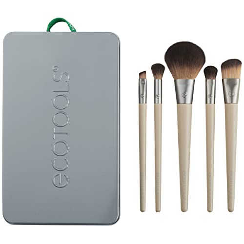 EcoTools 6 Piece Start the Day Beautifully Makeup Brush Set | Natural face and eye look, makeup brush kit for liquid cream or powder