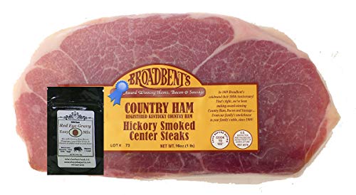 Julia's Pantry Country Ham Hickory Smoked Center Steaks 1# Package with Red Eye Gravy Sample