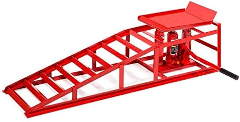 Stark 2 Pieces Auto Ramp Low Profile Car Lift Service Ramps Truck Trailer Garage Automotive Hydraulic Lift Repair Frame (Red)