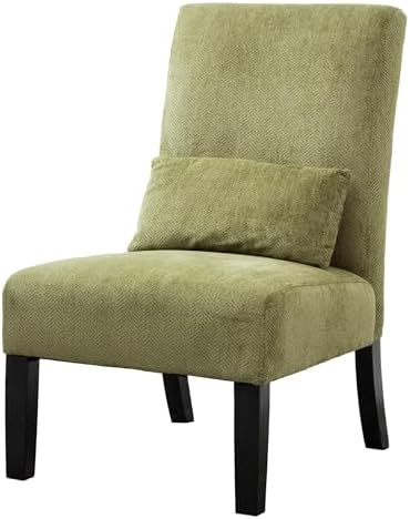 Roundhill Furniture Pisano Teal Blue Fabric Armless Contemporary Accent Chair with Kidney Pillow