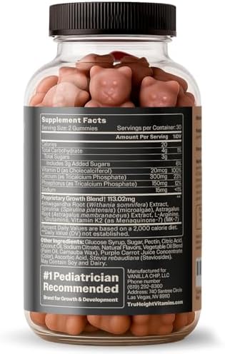 TruHeight Growth Gummies (Watermelon) Tall Nutrition for Natural Growth Supplement for Kids & Teens - Vitamin D, K, Calcium & Ashwagandha