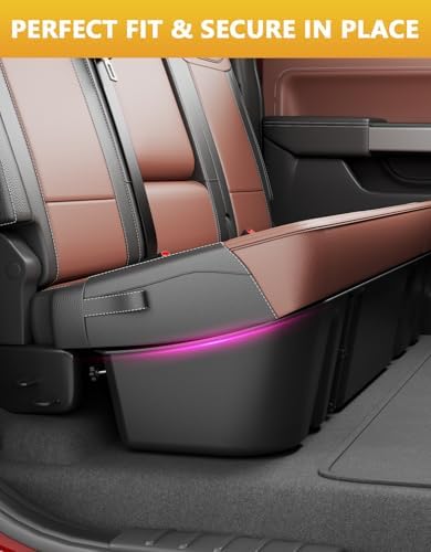 Tuyoung Under Seat Storage Boxes for 2015-2026 Ford F-150 F150 | SuperCrew Cab 2017-2026 F-250/F-350/F-450/F-550 Super Duty Heavy Duty Rear Truck Under Back Seat Box Organizer Cargo Box