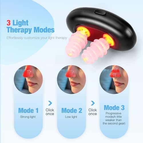 Red Light Nasal Therapy Device, Three Light Therapy Modes, Portable Red Light Therapy for Nose