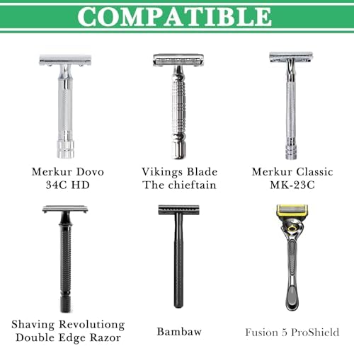 Linkidea Shower Shaving Brush Stand, Safety Razor Holder, Compatible with Vikings Blade Chieftain, Emperor Augustus Razor (Brushed Nickel)