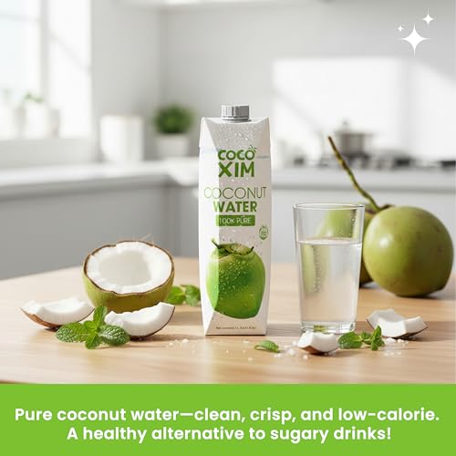 COCOXIM Ready to Drink Pure Coconut Water, 33.8 oz, Pack of 12, Zero Sugar