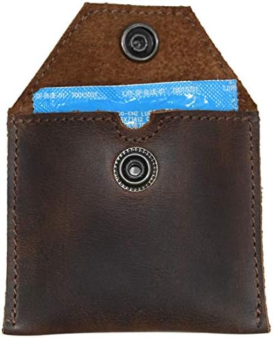 Hide & Drink, Rustic Leather Tampon Case, Condom Holder Pouch, Secret Stash Handmade :: Bourbon Brown