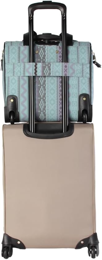 Steve Madden Designer 15 Inch Carry on Suitcase- Small Weekender Overnight Business Travel Luggage- Lightweight 2- Rolling Spinner Wheels Under Seat Bag for Women(Legends Teal)