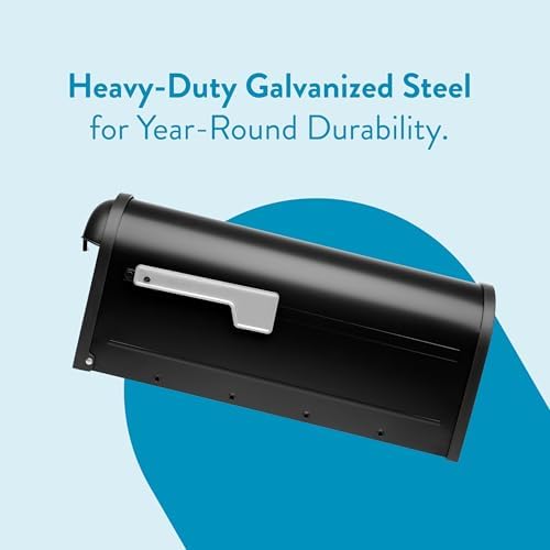 Architectural Mailboxes 8830B-10 Winston Nickel Flag Post Mount Mailbox, Medium, Black | Galvanized steel build for outside with weather-resistant build and rust-resistant powder-coat finish. USPS approved.