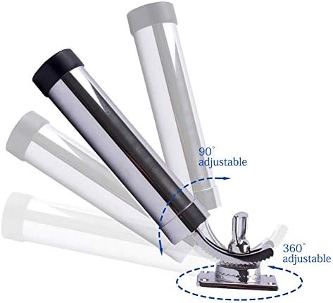 Deck Mount Fishing Rod Holder, Marine Grade Stainless Steel Adjustable Fishing Rod Holders, Support for Marine Boat Yacht