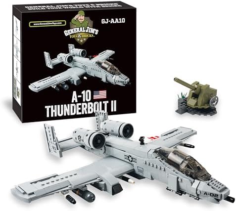 General Jim's A-10 Thunderbolt II Warthog Fighter Jet Building Blocks Set 931 Pieces Cold War Attack Aircraft Model Plane with Opening Cockpit