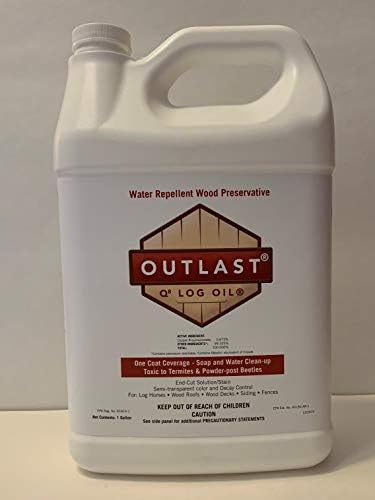Outlast - Q8 Log Oil Wood Preservative for Decks, Log Homes, End Cuts, & More - Natural - 5 Gallon