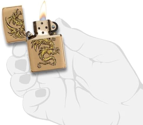 Zippo Dragon Design Brushed Brass Pocket Lighter