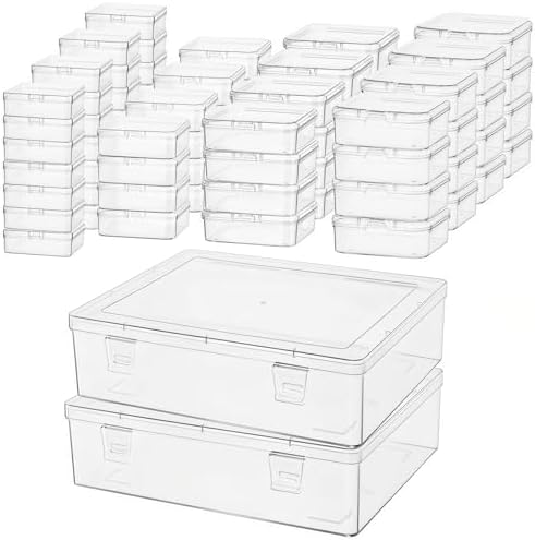 24 Pieces Mixed Sizes Rectangular Empty Mini Clear Plastic Organizer Box