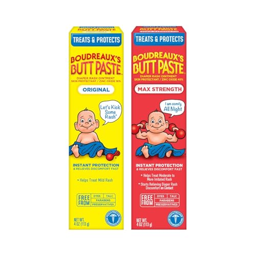 Boudreaux's Butt Paste Diaper Cream, Dermatologist-Tested Original Diaper Rash Cream for Daily Prevention and Relief, Baby Ointment, 2oz Tube
