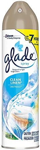 Glade Air Freshener Spray 8 Oz Collection 4 Flavors: Lavender & Peach Blossom, Hawaiian Breeze, Clean Linen & Apple Cinnamon. Pack of 4.