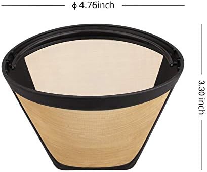 NRP Classic #4 Gold-tone Coffee Filter 8-12 cup Universal for Cuisinart GTF Coffeemaker and MORE, Oval rim Cone Shape Permanent Filter