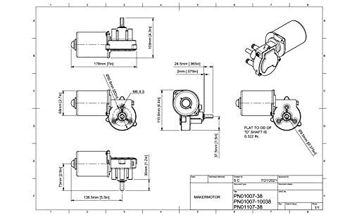 3/8" D Shaft 12V DC Reversible Electric Gear Motor 100 RPM