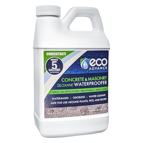 Concrete/Masonry Siloxane Odorless Spray-On Application Waterproofer, Safe for Use Around Plants, Pets, and People, 1 Gallon