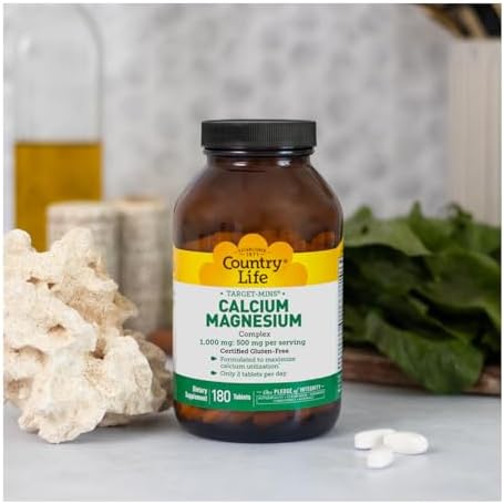Country Life Target-Mins Calcium Magnesium Complex, 360 Tablets | 2:1 calcium-to-magnesium ratio with 180 convenient daily servings
