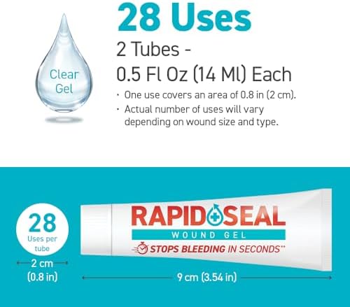 Rapid-Seal Hemostatic Wound Gel, 2 Tube, Stops Bleeding in Seconds