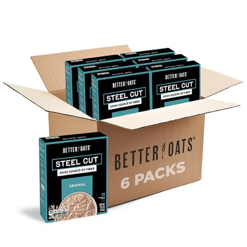 Better Oats Steel Cut Maple & Brown Sugar Oatmeal, 15.1 oz Box, 6 Pack | Instant Breakfast With Flax Seeds & Natural Flavors, Good Source Of ALA Omega-3, Individual Packets, Heart Healthy