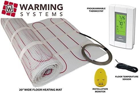 40 Sq Ft 120V Electric Floor Heating System Mat Kit | Premium UDG4-4999 touchscreen thermostat with built-in GFCI, Heating mat, floor sensor & installation monitor included.
