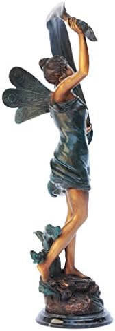 Design Toscano KY71004 Fiona The Flower Fairy Garden Statue, 17 Inch, Antique Stone