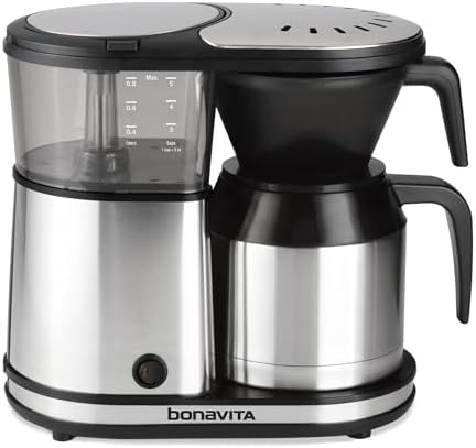 Bonavita 5 Cup Drip Coffee Maker Machine, One-Touch Pour Over, Auto Pause Brewing with Stainless Steel Double Wall Thermal Carafe, SCA Certified, Dishwasher Safe, BV1500TS