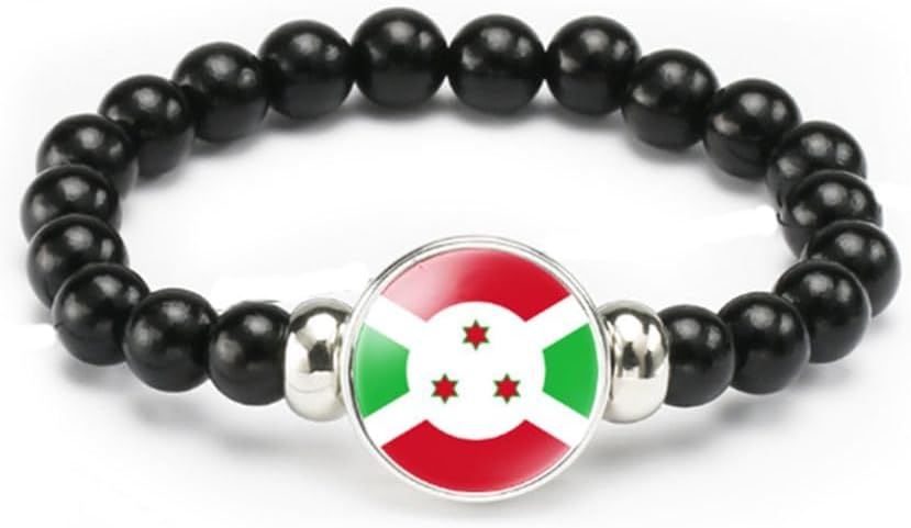 vmcoatdu National Flag Bracelet Elastic Rope Beaded Bracelet Support Your Country Travel Souvenir Gifts for Men Women