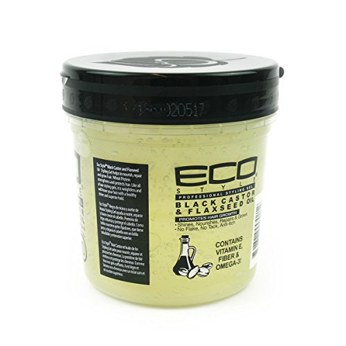 Eco Style Black Castor and Flaxseed Oil Styling Gel - Helps Nourish and Repair Damaged Hair - Promotes Healthy Scalp - Provides Superior and Weightless Hold - Delivers Long Lasting Shine - 8 oz