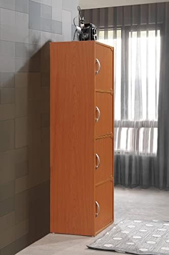 HODEDAH IMPORT 4-Shelf Bookcase Cabinet, Black