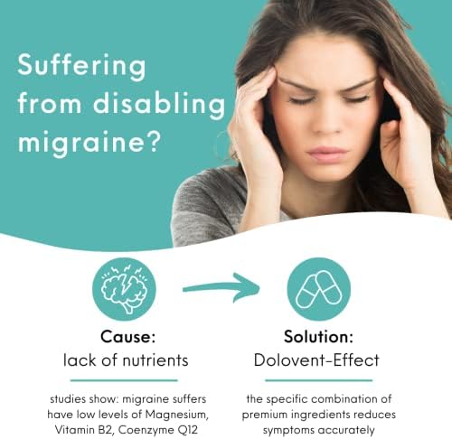 Dolovent Vitamin B2, Magnesium & CoQ10 Formula, 120 Capsules | Dietary supplement with 400mg vitamin B2, magnesium & CoQ10, supports brain health