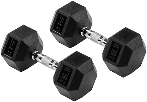 Rubber Encased Hex Dumbbell with Knurled Alloy Material Non-slip Handle, Basic Professional Dumbbell
