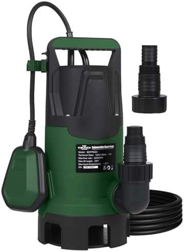 4200GPH 1HP Submersible Sump Pump with Automatic Float Switch | LAZYLAND, Clean Water Pump for Pool, Pond, Garden, Flooded Cellar, Aquarium and Irrigation (Green)
