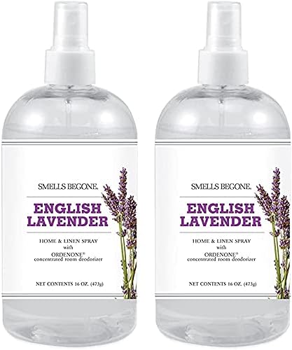 SMELLS BEGONE Air Freshener Home & Linen Spray - 16 oz, Pack of 2 - Odor Eliminator - Made with Essential Oils (Lavender)