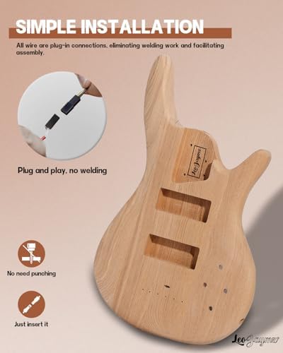 Leo Jaymz DIY Electric Bass Guitar Kit Mahogany Body Maple Neck (AX)