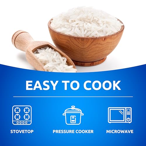 Authentic Premium Basmati Rice by Khazana in 10 lb Bag - Aromatic and Flavorful Indian Grain - Non-GMO, Gluten Free, Kosher, Cholesterol Free