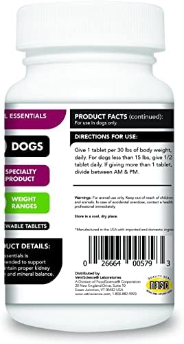 VetriScience Kidney Health Chewable Tablets for Dogs - Renal Essentials Support Supplement with Astragalus, Rehmannia, Nettle Seed & Cordyceps