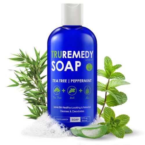 Truremedy Naturals 12 oz Tea Tree Oil Body Wash - Invigorating Tea Tree Soap with Peppermint, Aloe, Eucalyptus, Coconut and Olive Oil - Refreshing Body Wash for Men and Women - Shower Gel Cleanser
