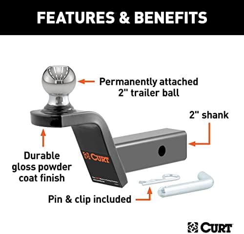 Curt 45155 2" Fusion Ball Mount with 2" Welded Ball