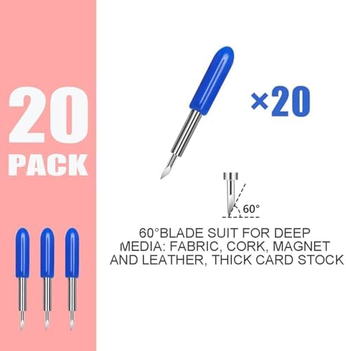 THANMAO 20 Pcs Replacement Blades Compatible with Explore Air 2/Air 3/Explore 4/Maker/Maker 3/Maker 4 Cutting Machines（5 Fine-Point Blades, 10 Standard Blades and 5 Deep Cutting Blades）