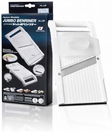 Benriner Mandoline Slicer with 4 Blades, Japanese Stainless Steel, BPA Free, 12.75 x 3.625-Inches, Beige