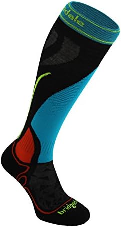 Bridgedale Kids Vertige Race Kids Merino Fusion Winter Sport Socks, X-Large, Black/Multi with Sock Ring