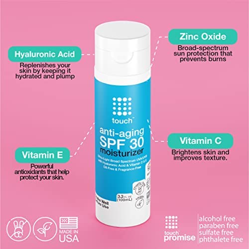 TOUCH SPF 30 Face Moisturizer with Vitamin C & Hyaluronic Acid, 3.3 oz