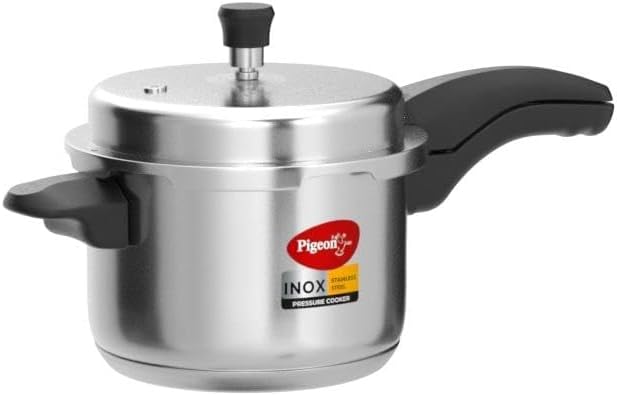 Pigeon Pressure Cooker - 3 Quart - Inox Stainless Steel Outer Lid Induction Base - Cook delicious food in less time: soups, rice, legumes