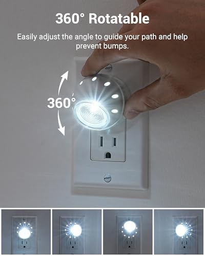 DEWENWILS Plug in Night Lights into Wall, Dusk to Dawn Sensor, 360° Rotating, Directional LED Nightlights for Kids, Nursy, Hallway, Bathroom, Bedroom