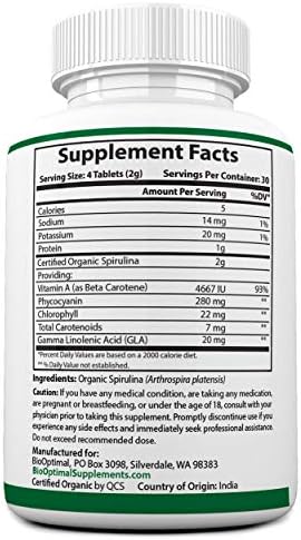 BioOptimal Chlorella Spirulina - Bundle - Organic Chorella Tablets & Organic Spirulina Tablets, 120 Count Each