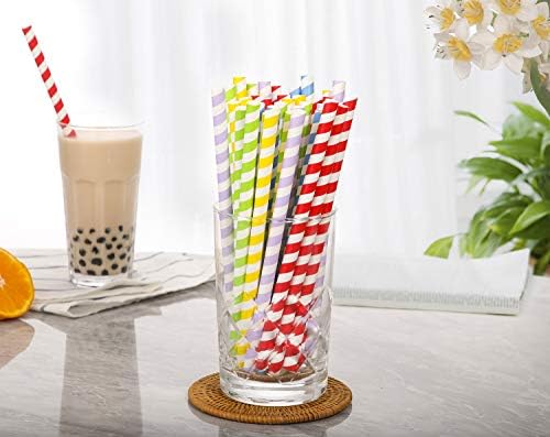 100 Pack, Extra Wide Paper Smoothie, Boba Straws - 10 mm Wide Biodegradable Straws for Bubble Tea (Tapioca, Boba Pearls), Milkshakes