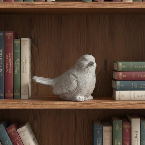Sitting Bird Cement Figurine, Gray Concrete-Style Finish, 7.5 Inch | Nature-Inspired Bird Sculpture With A Gray Concrete-Style Finish